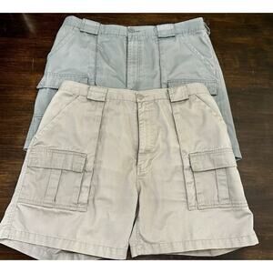 Weekender Lot of 2 Men's Cargo Shorts 38￼Elastic Band Multi Pocket EUC